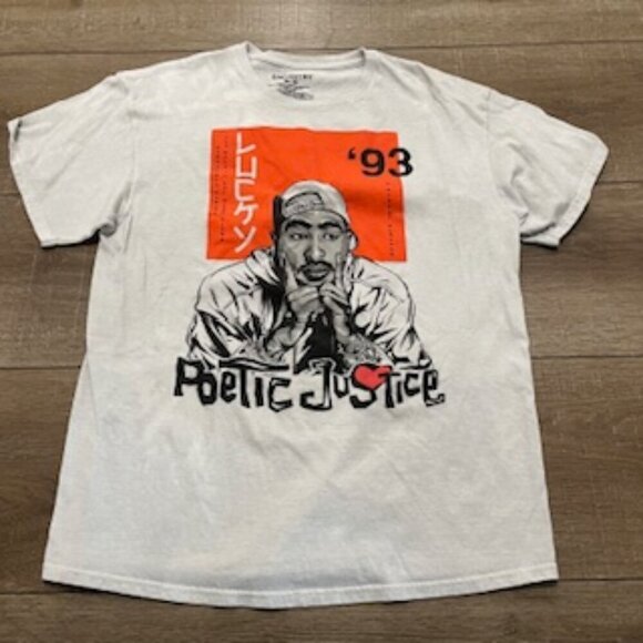 Tupac Shakur T-shirt Mens Medium Poetic‎ Justice 1993 short sleeve gray - Picture 6 of 11